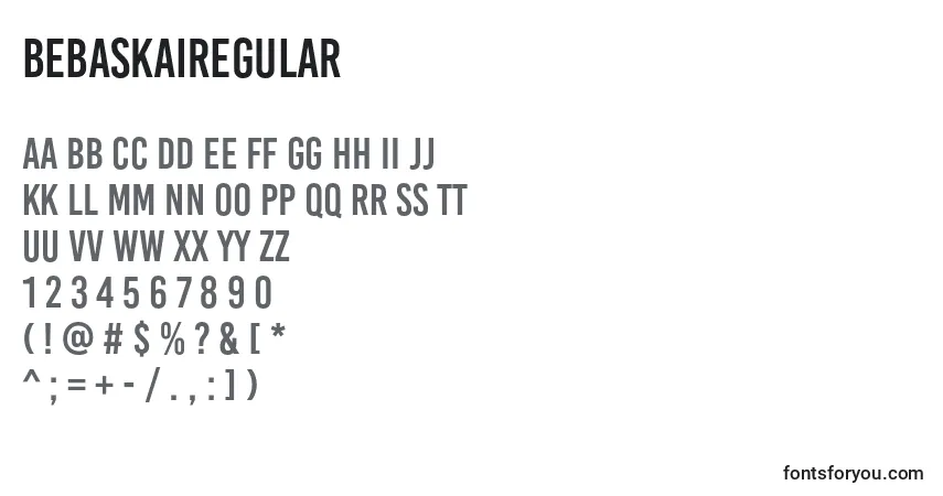 Schriftart BebaskaiRegular – Alphabet, Zahlen, spezielle Symbole