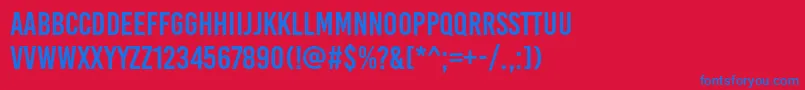 BebaskaiRegular-Schriftart – Blaue Schriften auf rotem Hintergrund