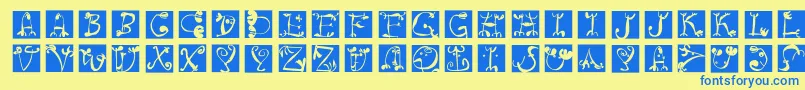 Circusboldsquaresinvers Font – Blue Fonts on Yellow Background