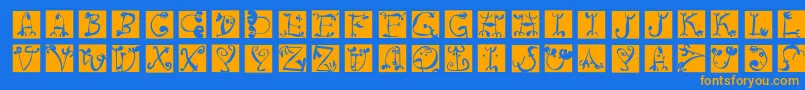 Circusboldsquaresinvers Font – Orange Fonts on Blue Background