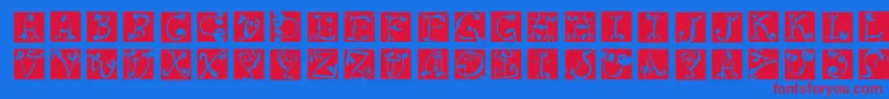 Circusboldsquaresinvers Font – Red Fonts on Blue Background