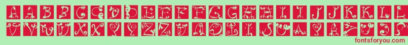 Circusboldsquaresinvers Font – Red Fonts on Green Background