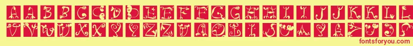 Circusboldsquaresinvers Font – Red Fonts on Yellow Background