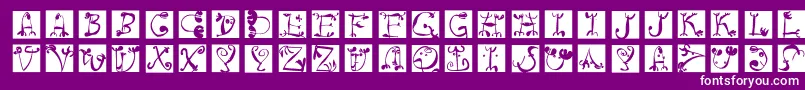 Fonte Circusboldsquaresinvers – fontes brancas em um fundo violeta