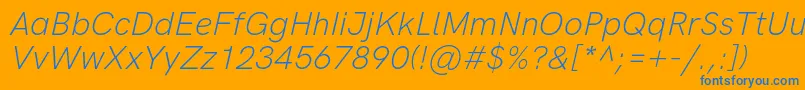 フォントHkgroteskLightlegacyitalic – オレンジの背景に青い文字