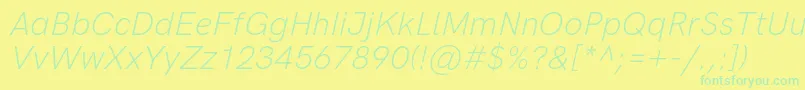 Шрифт HkgroteskLightlegacyitalic – зелёные шрифты на жёлтом фоне