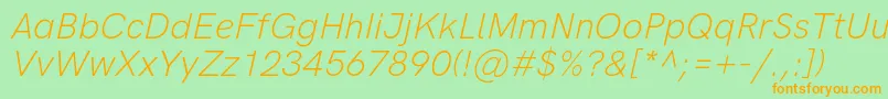 HkgroteskLightlegacyitalic Font – Orange Fonts on Green Background