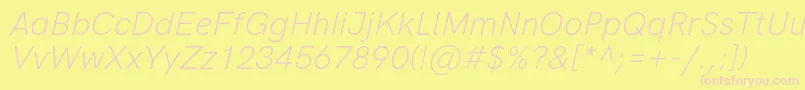 HkgroteskLightlegacyitalic-Schriftart – Rosa Schriften auf gelbem Hintergrund