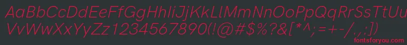Czcionka HkgroteskLightlegacyitalic – czerwone czcionki na czarnym tle
