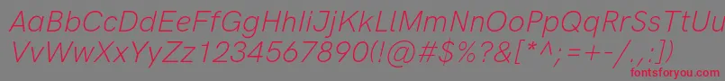 HkgroteskLightlegacyitalic Font – Red Fonts on Gray Background