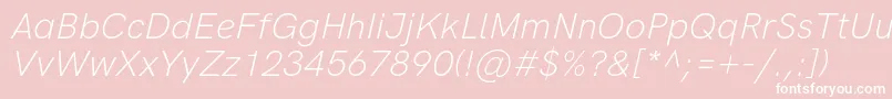 Fonte HkgroteskLightlegacyitalic – fontes brancas em um fundo rosa