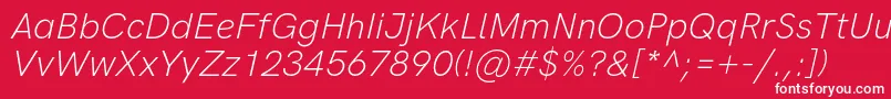 HkgroteskLightlegacyitalic Font – White Fonts on Red Background