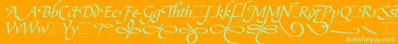 BibleScriptFlourishesLetPlain.1.0-Schriftart – Grüne Schriften auf orangefarbenem Hintergrund