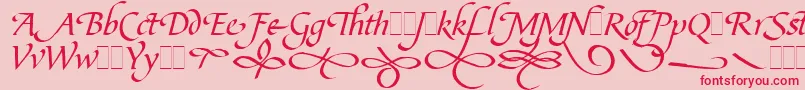 BibleScriptFlourishesLetPlain.1.0 Font – Red Fonts on Pink Background