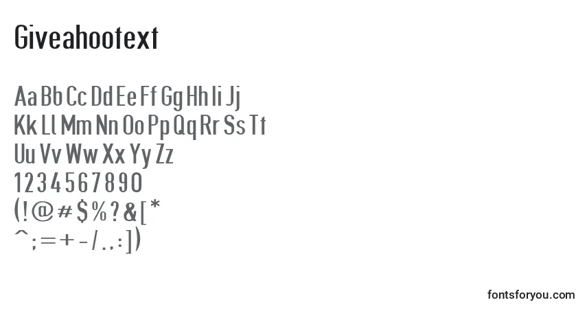 Czcionka Giveahootext – alfabet, cyfry, specjalne znaki