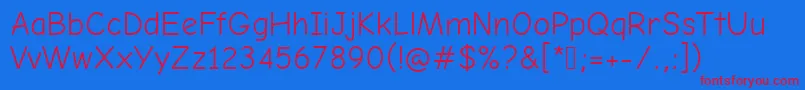 ComicNeueAngularRegular Font – Red Fonts on Blue Background