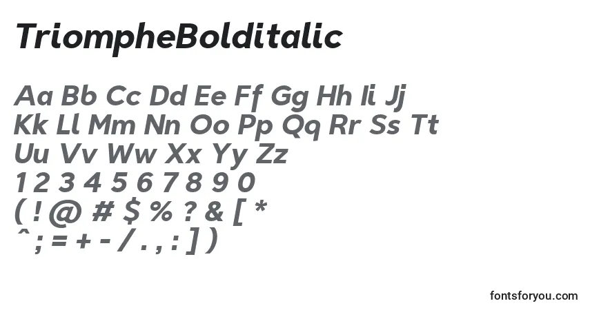 Шрифт TriompheBolditalic – алфавит, цифры, специальные символы