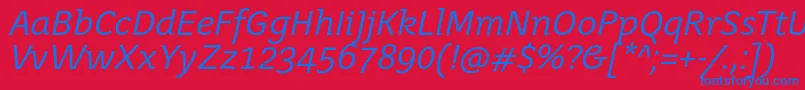 フォントJuvenisbookItalic – 赤い背景に青い文字