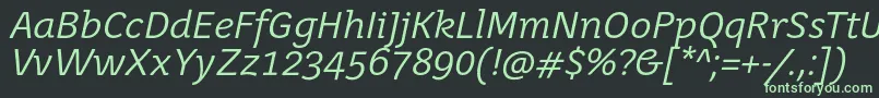 フォントJuvenisbookItalic – 黒い背景に緑の文字