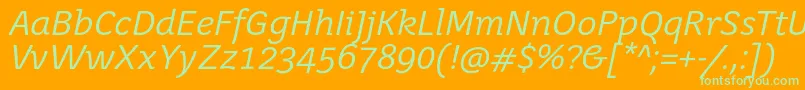 Czcionka JuvenisbookItalic – zielone czcionki na pomarańczowym tle