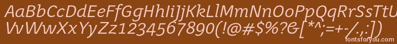 Fonte JuvenisbookItalic – fontes rosa em um fundo marrom