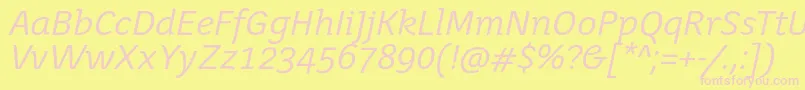 Fonte JuvenisbookItalic – fontes rosa em um fundo amarelo