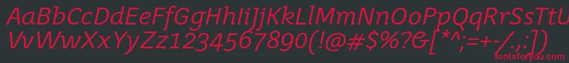 Czcionka JuvenisbookItalic – czerwone czcionki na czarnym tle