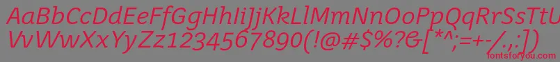 JuvenisbookItalic Font – Red Fonts on Gray Background
