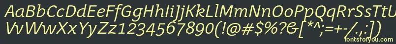 JuvenisbookItalic-fontti – keltaiset fontit mustalla taustalla