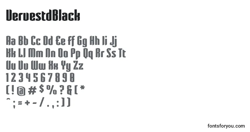 VervestdBlack-fontti – aakkoset, numerot, erikoismerkit