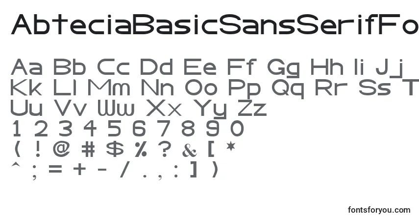 Czcionka AbteciaBasicSansSerifFont – alfabet, cyfry, specjalne znaki