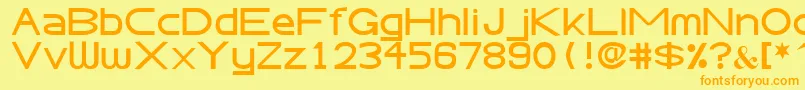 フォントAbteciaBasicSansSerifFont – オレンジの文字が黄色の背景にあります。