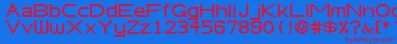 AbteciaBasicSansSerifFont-Schriftart – Rote Schriften auf blauem Hintergrund