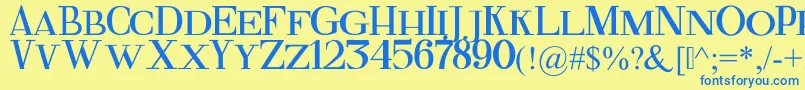 Fonte FineSerif – fontes azuis em um fundo amarelo