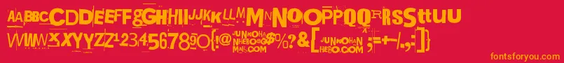 Kuusinollakahdeksan Font – Orange Fonts on Red Background