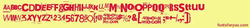 Kuusinollakahdeksan Font – Red Fonts on Yellow Background