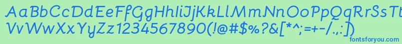 Czcionka BellotaBolditalic – niebieskie czcionki na zielonym tle