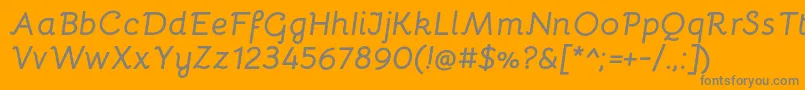 BellotaBolditalic-fontti – harmaat kirjasimet oranssilla taustalla