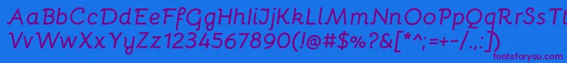 BellotaBolditalic-Schriftart – Violette Schriften auf blauem Hintergrund