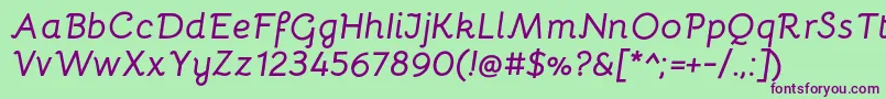 BellotaBolditalic Font – Purple Fonts on Green Background