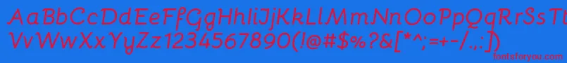 フォントBellotaBolditalic – 赤い文字の青い背景