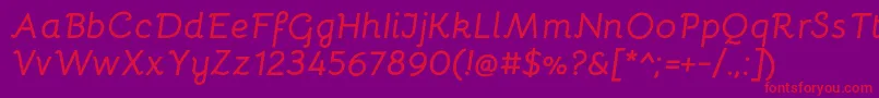 フォントBellotaBolditalic – 紫の背景に赤い文字