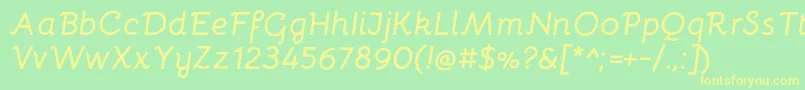BellotaBolditalic-Schriftart – Gelbe Schriften auf grünem Hintergrund