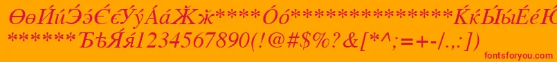 CyrillicserifItalic Font – Red Fonts on Orange Background