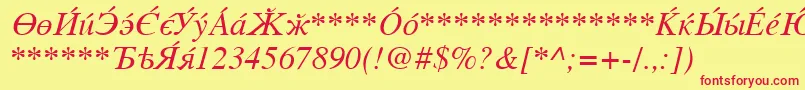 CyrillicserifItalic Font – Red Fonts on Yellow Background