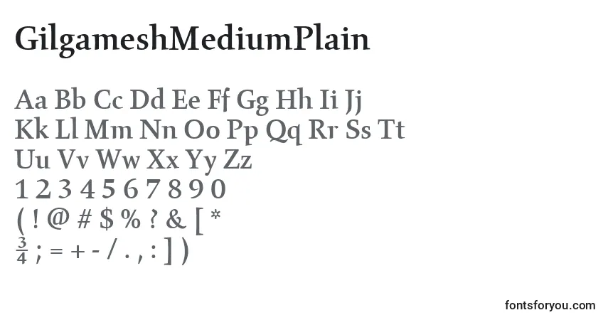 Czcionka GilgameshMediumPlain – alfabet, cyfry, specjalne znaki