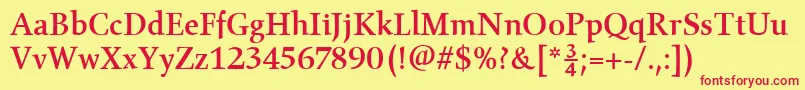 GilgameshMediumPlain Font – Red Fonts on Yellow Background