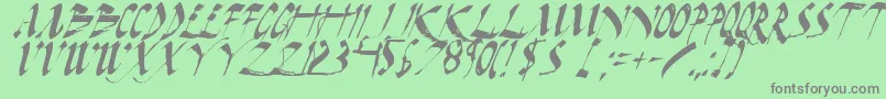 Fonte DarkHorseItalic – fontes cinzas em um fundo verde