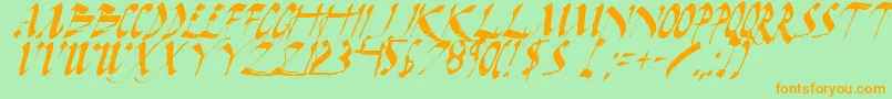 Police DarkHorseItalic – polices orange sur fond vert