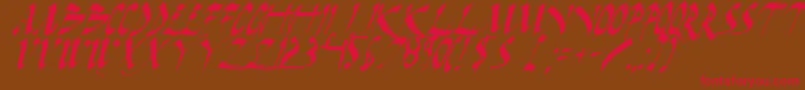 Czcionka DarkHorseItalic – czerwone czcionki na brązowym tle
